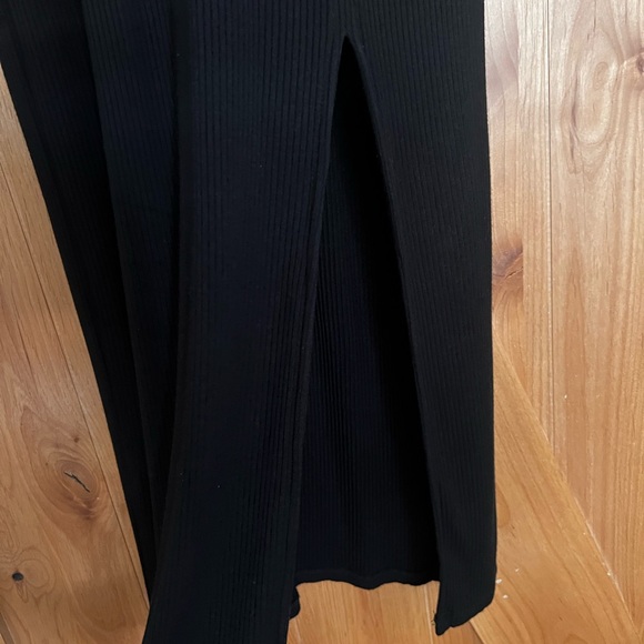 Z Supply Melina Ribbed Dress, Black Ribbed Midi Dress with Slit, Small, Soft Rib - Picture 7 of 7